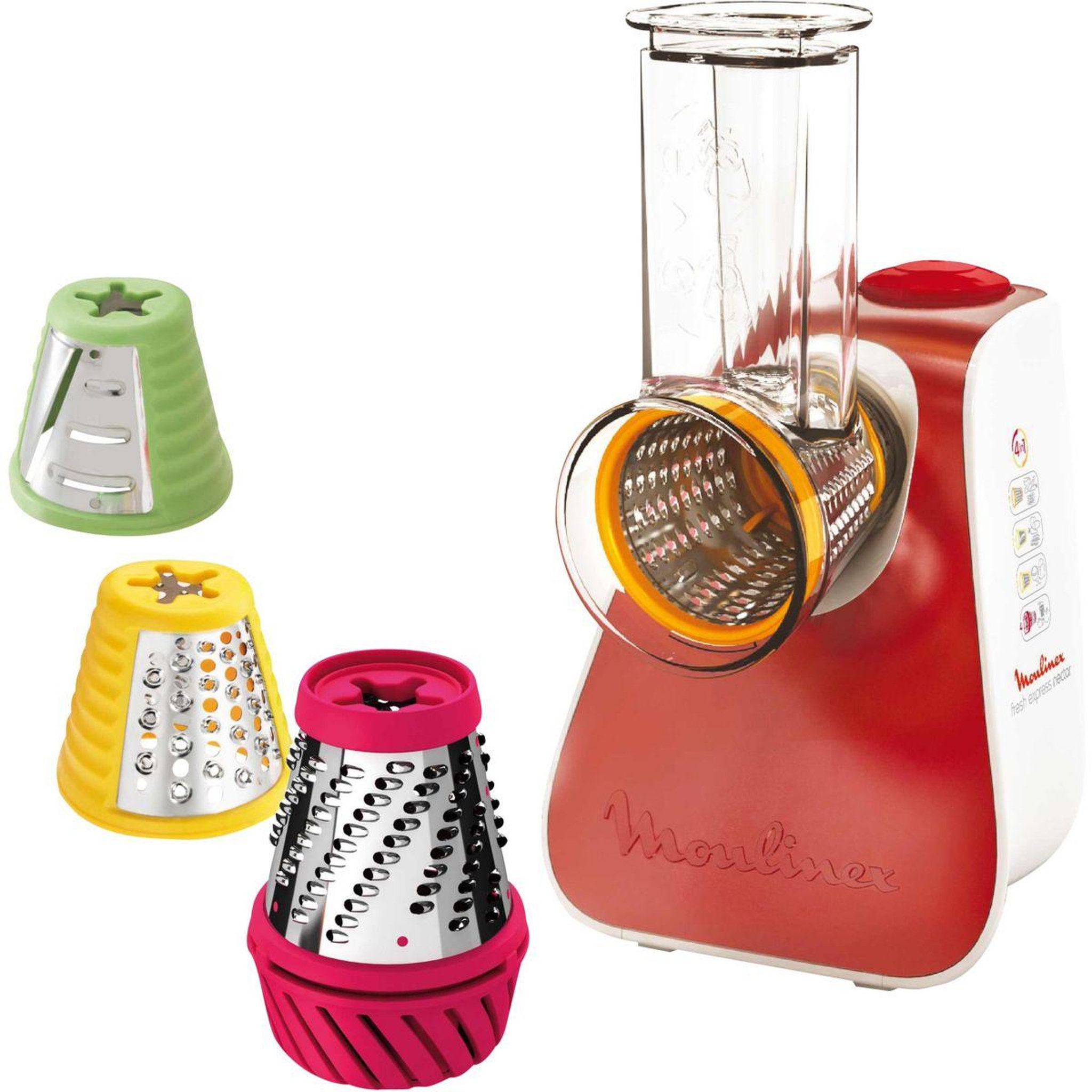 Voir la diapositive 2 : MOULINEX Râpe légumes électrique fresh express nectar 4en1 dj764510