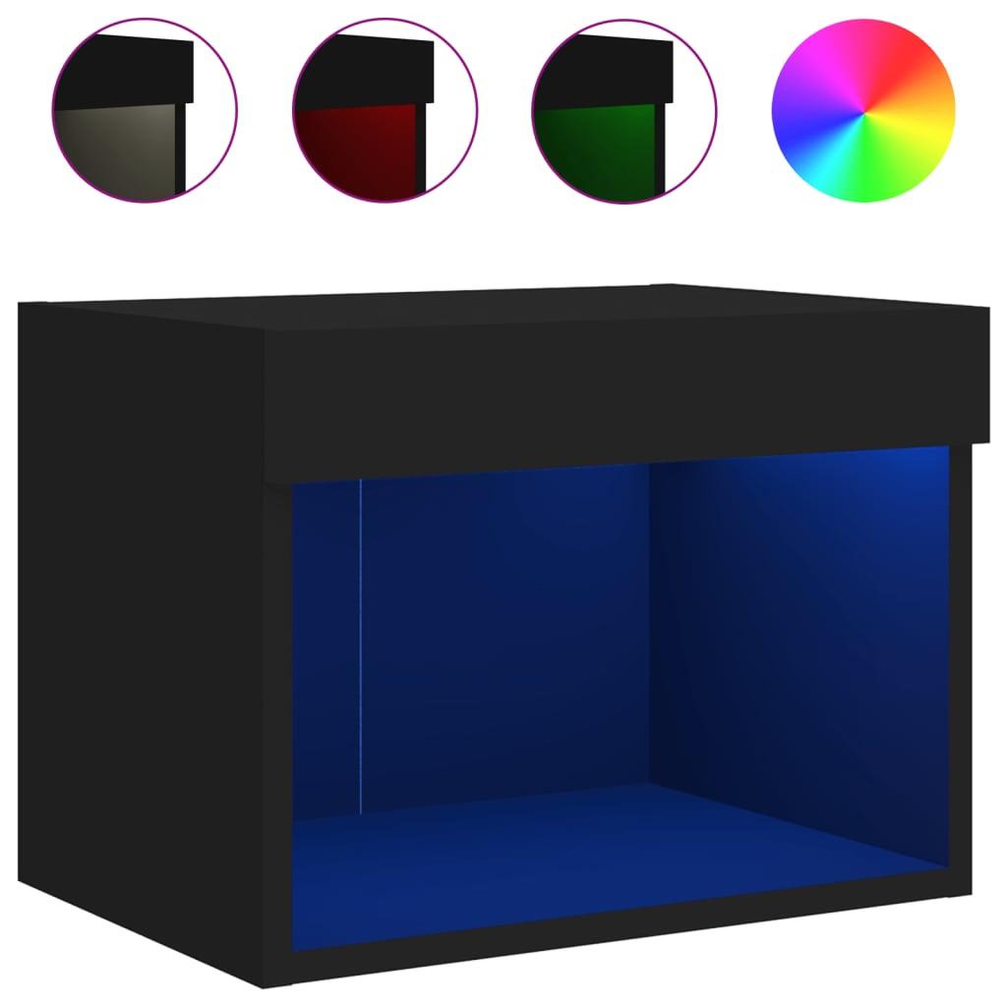 Voir la diapositive 2 : VIDAXL Table de chevet murale avec lumieres LED noir