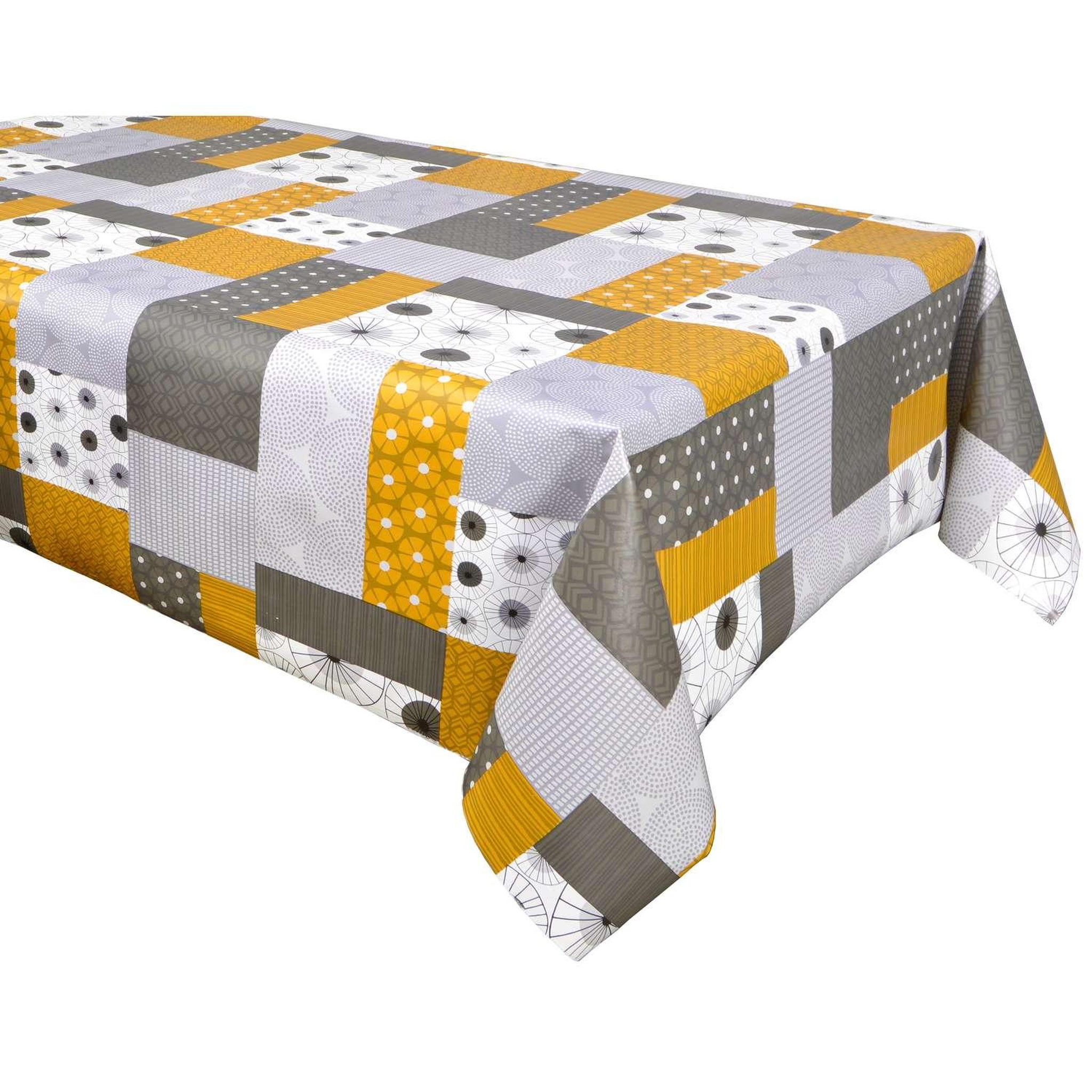 HABITABLE Nappe en toile cirée rectangulaire Vyle - 140 x 200 cm - Gris