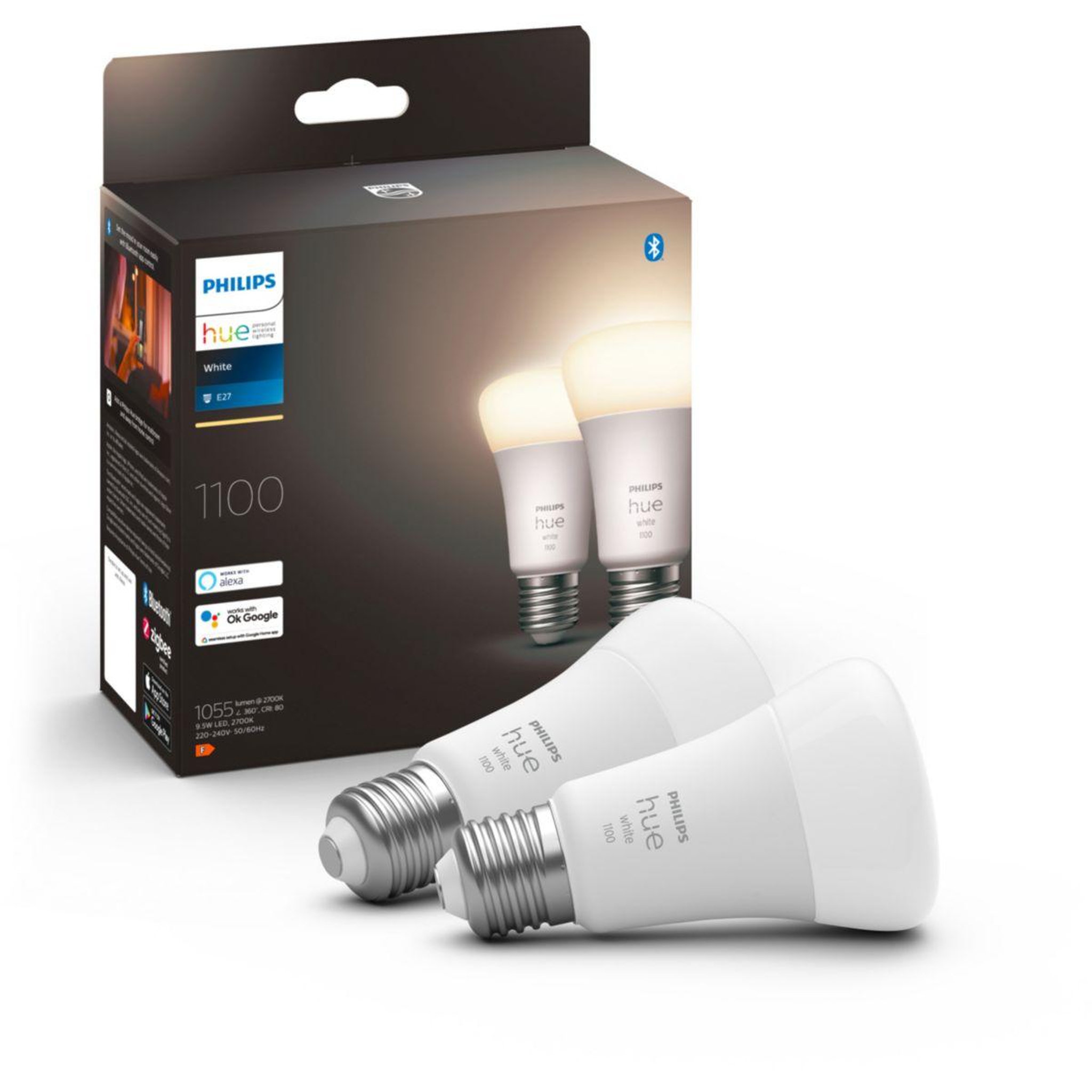 Philips Ampoule LED connectée HUE White E27 75W x2