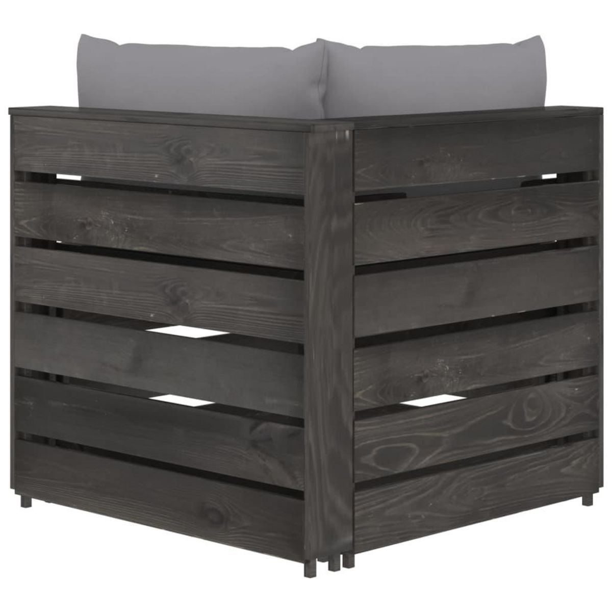 VIDAXL Canape de jardin 2 places avec coussins bois impregne de gris