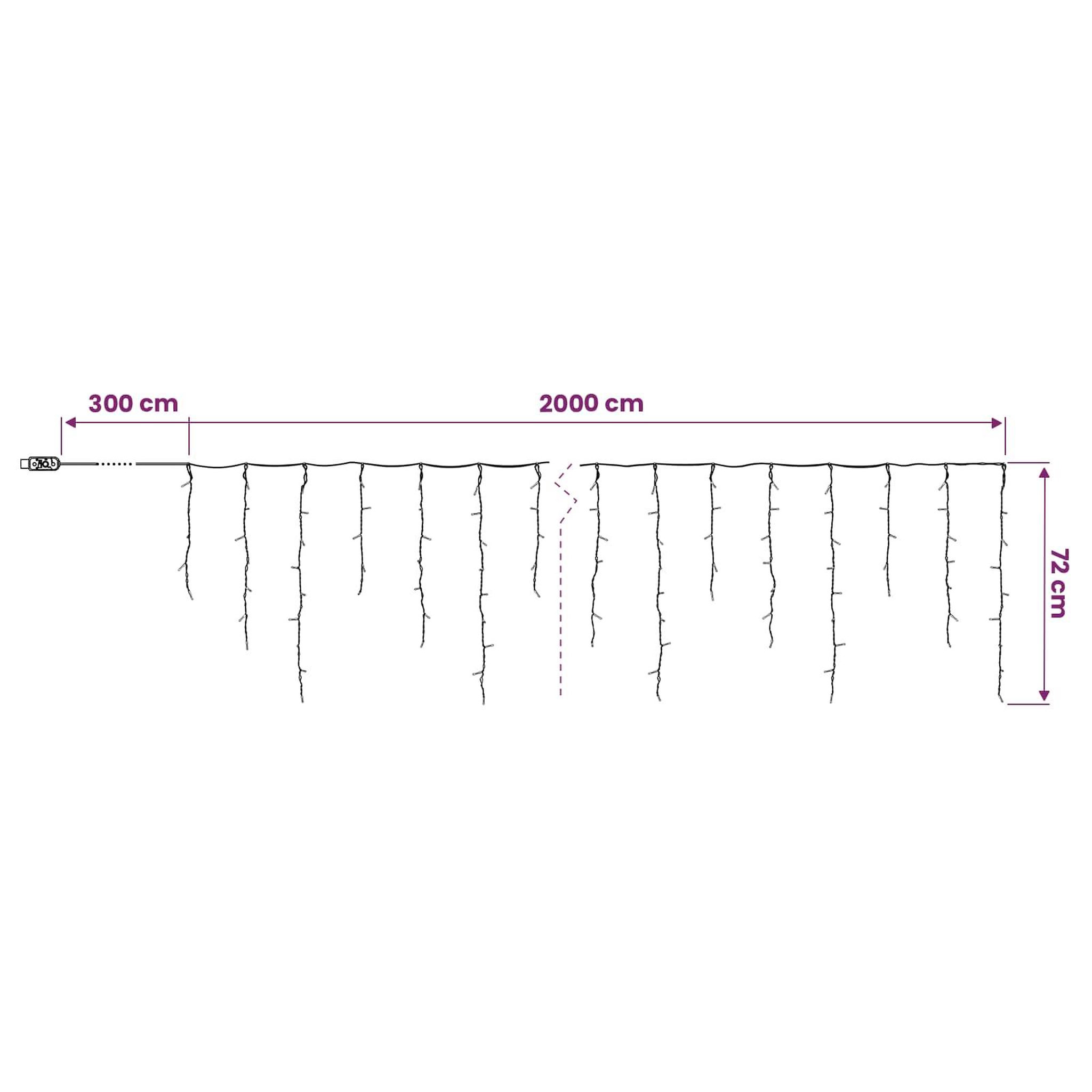Voir la diapositive 6 : VIDAXL Rideaux lumineux 798 LED Bleu 2000 x 72 cm