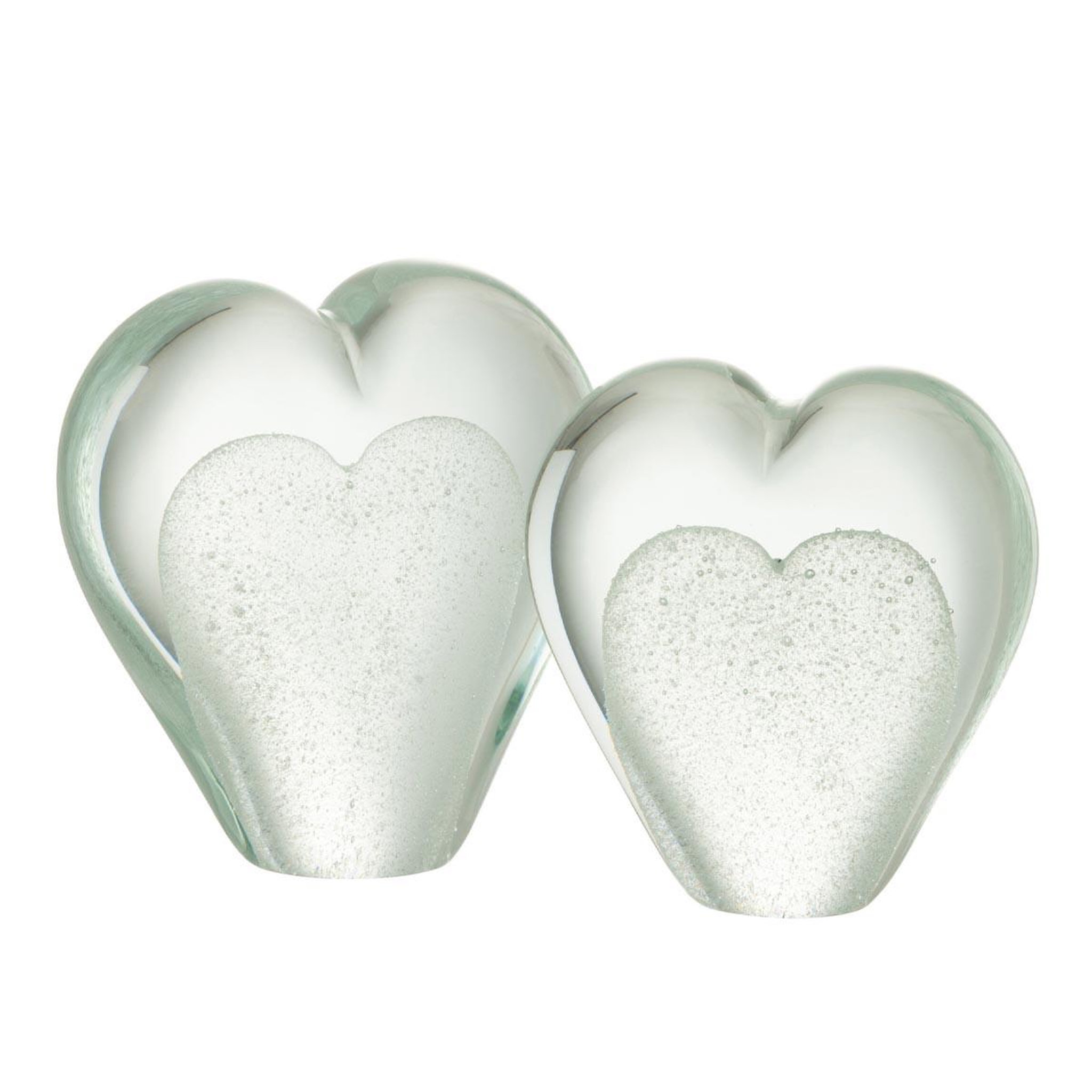 Voir la diapositive 2 : J-LINE Presse-papier en verre  cœur  11cm blanc