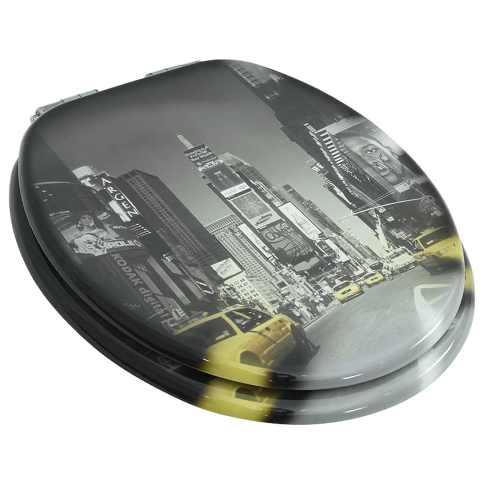 Voir la diapositive 4 : VIDAXL Siege WC MDF Couvercle a fermeture en douceur Design New York