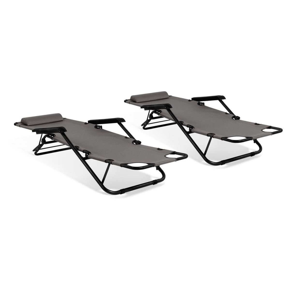 Inkazen Fauteuils relax 2 en 1 gris - Lot de 2