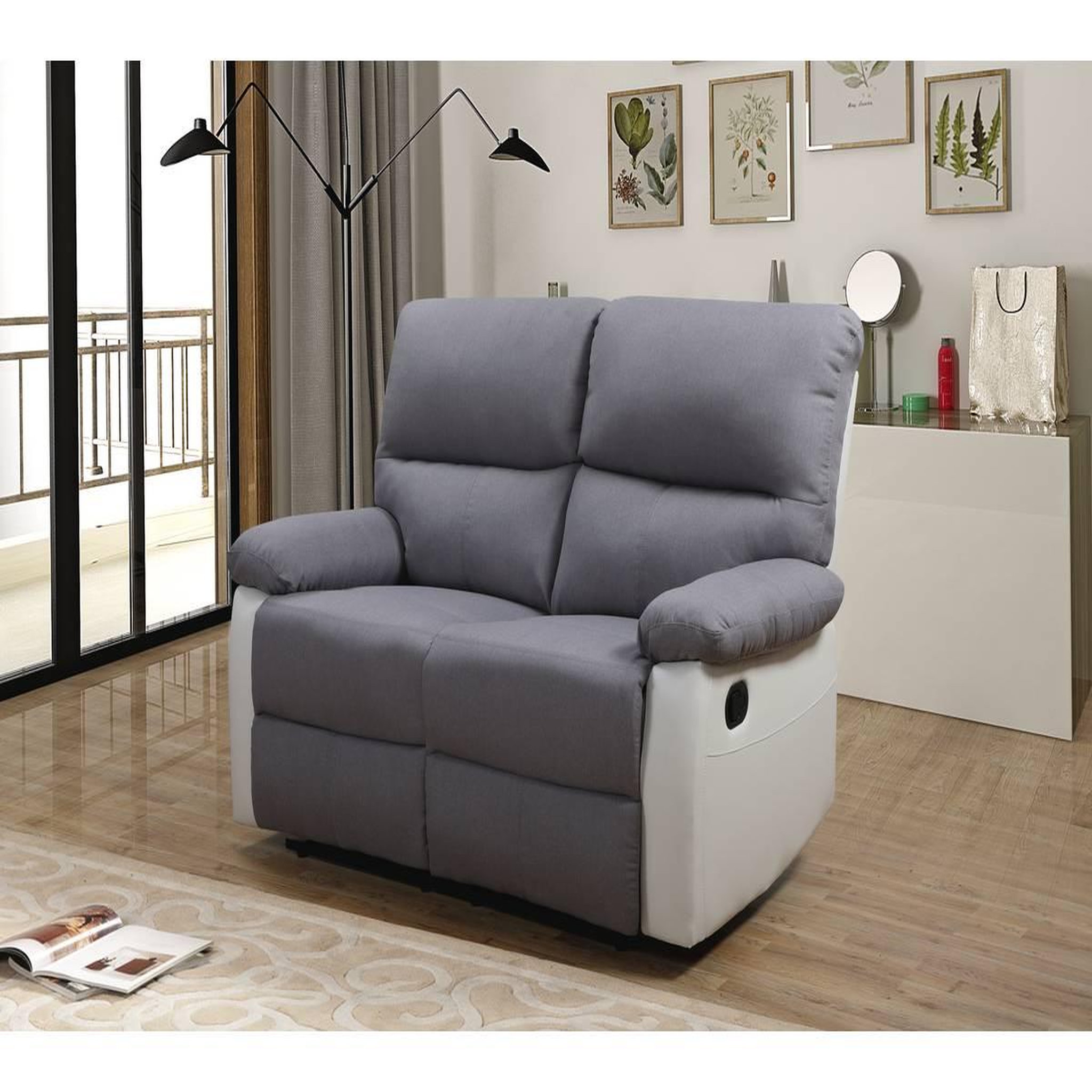 Voir la diapositive 2 : Habitat et Jardin Canapé relax  lincoln  - 147 x 89 x 103 cm - 2 places - blanc / gris clair