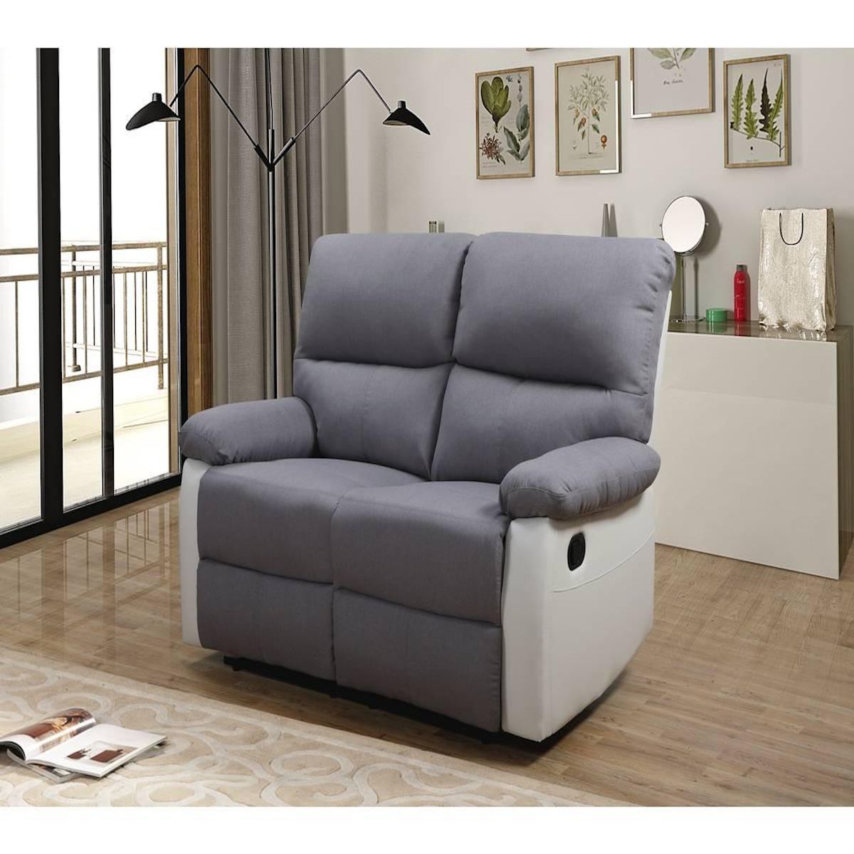 Habitat et Jardin Canapé relax  Lincoln  - 147 x 89 x 103 cm - 2 places - Blanc / gris clair