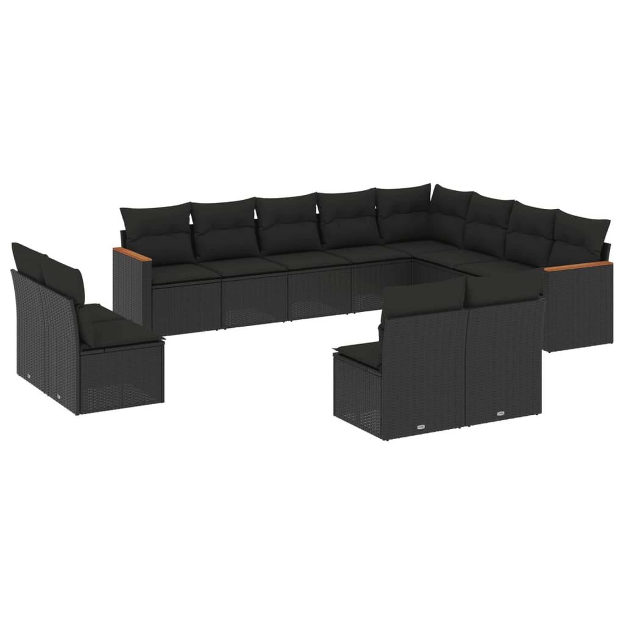 Voir la diapositive 2 : VIDAXL Salon de jardin 12 pcs avec coussins noir resine tressee