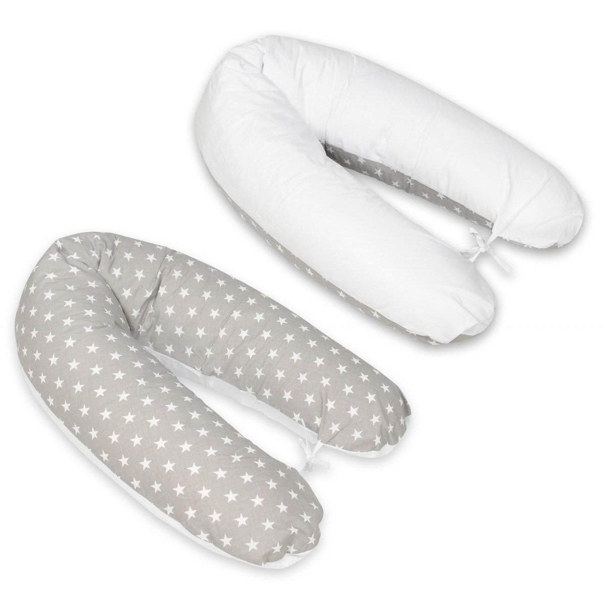 VELINDA Coussin maternité pre/post natal usages multiples étoiles blanches sur fond gris – blanc