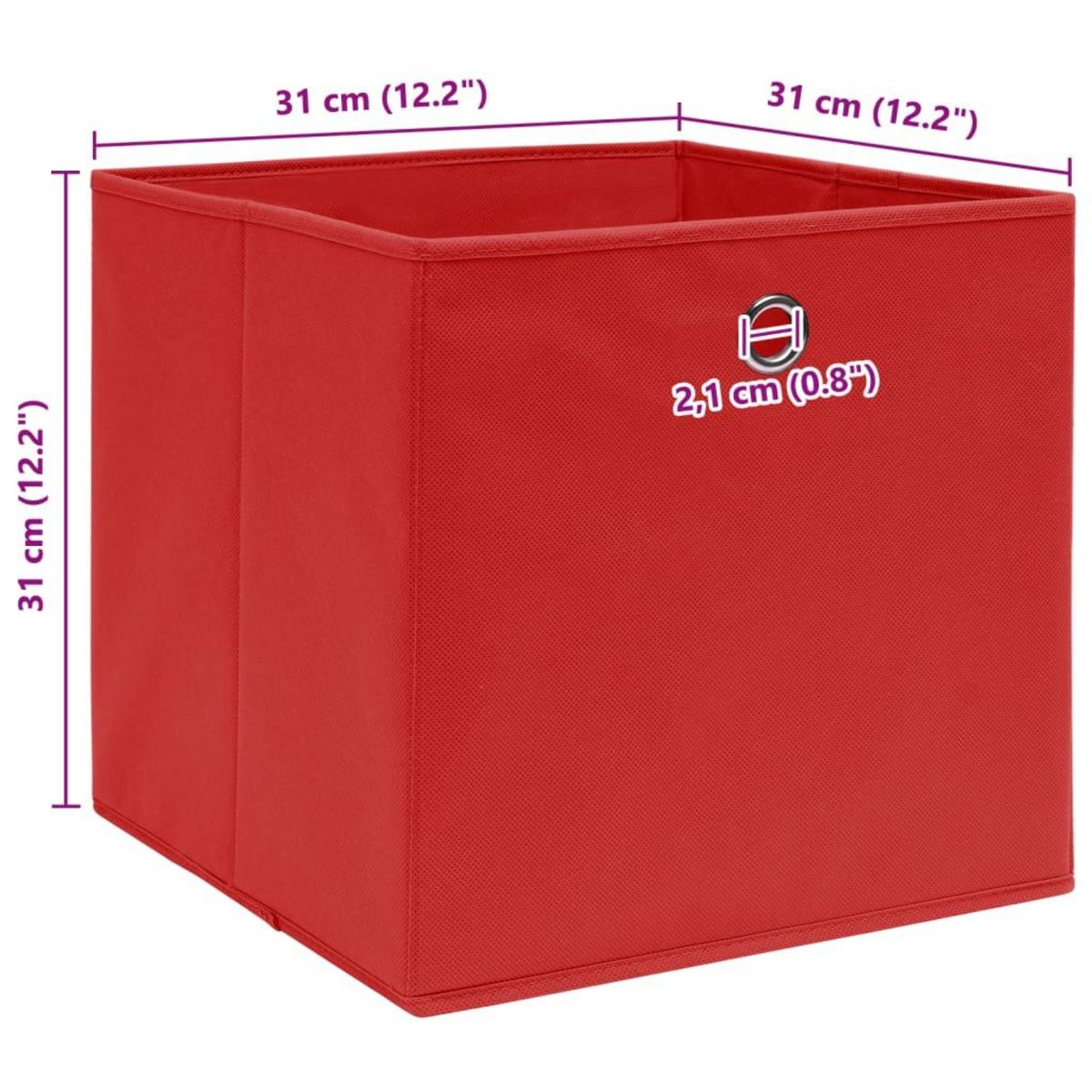 VIDAXL Boîtes de rangement 10 pcs Rouge 32x32x32 cm Tissu