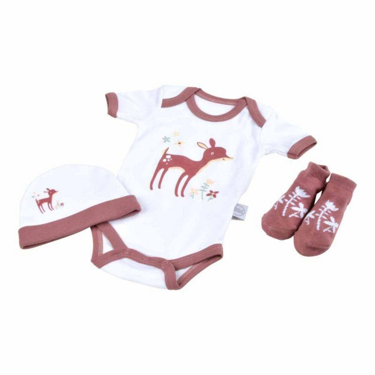 Paris Prix Coffret Naissance 3 Pièces Faon Rose & Blanc pas cher