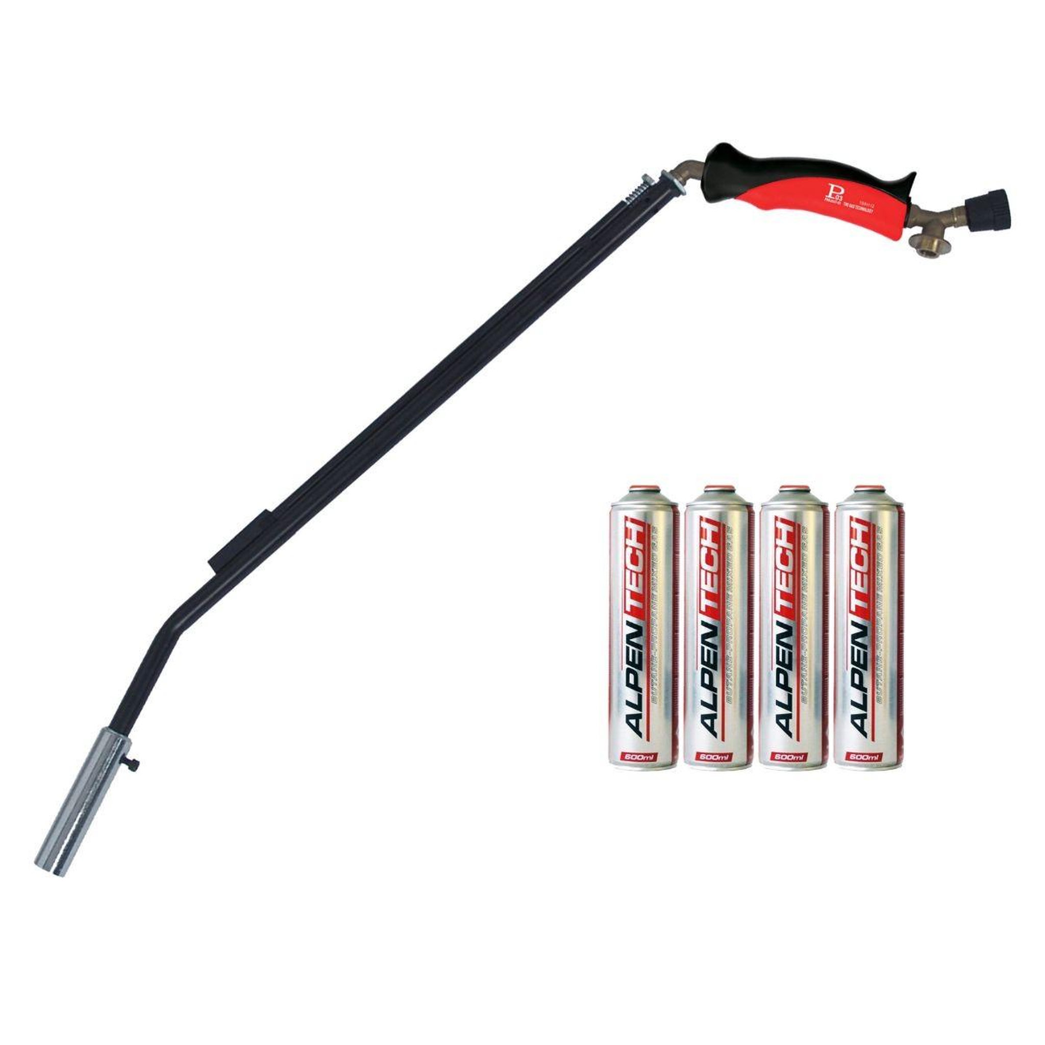 INTEC Désherbeur thermique gaz piezo + 4 cartouches gaz 330gr - bruleur mauvaises herbes, allumage barbecue intec