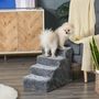 Voir la diapositive 2 : PAWHUT Escalier pour chat - escalier pour chien - 4 marches - revêtement flanelle grande douceur haute densité - structure panneaux particules - gris