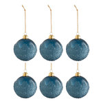 Paris Prix Lot de 6 Boules de Noël  Givrées  8cm Bleu