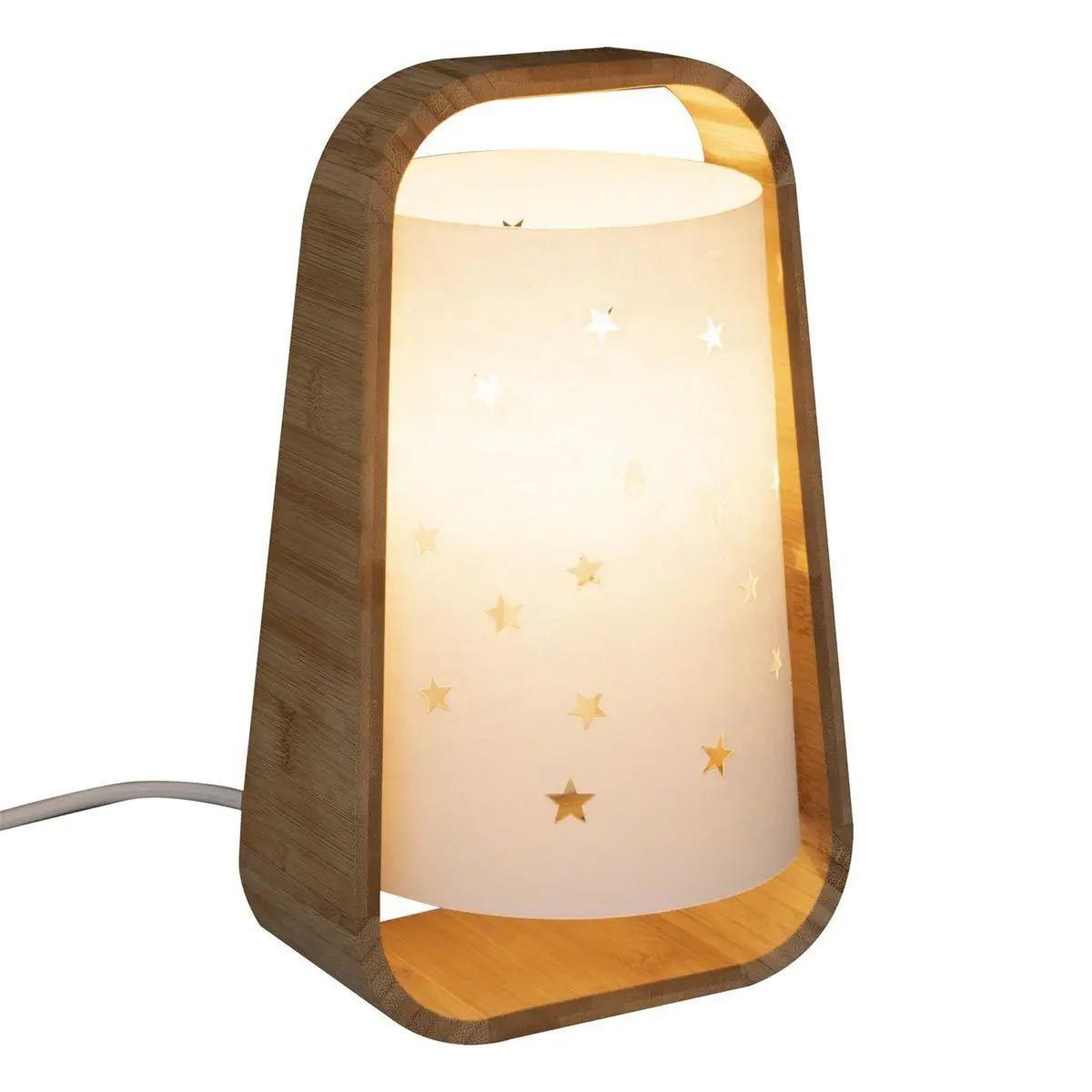 Voir la diapositive 2 : Atmosphera Kids Lampe à poser enfant  étoiles ajourées  26cm blanc