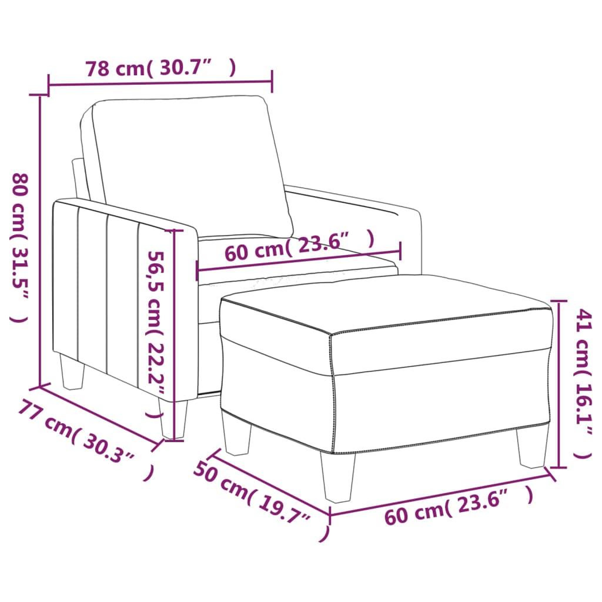 Voir la diapositive 6 : VIDAXL Fauteuil avec repose-pied Cappuccino 60 cm Similicuir