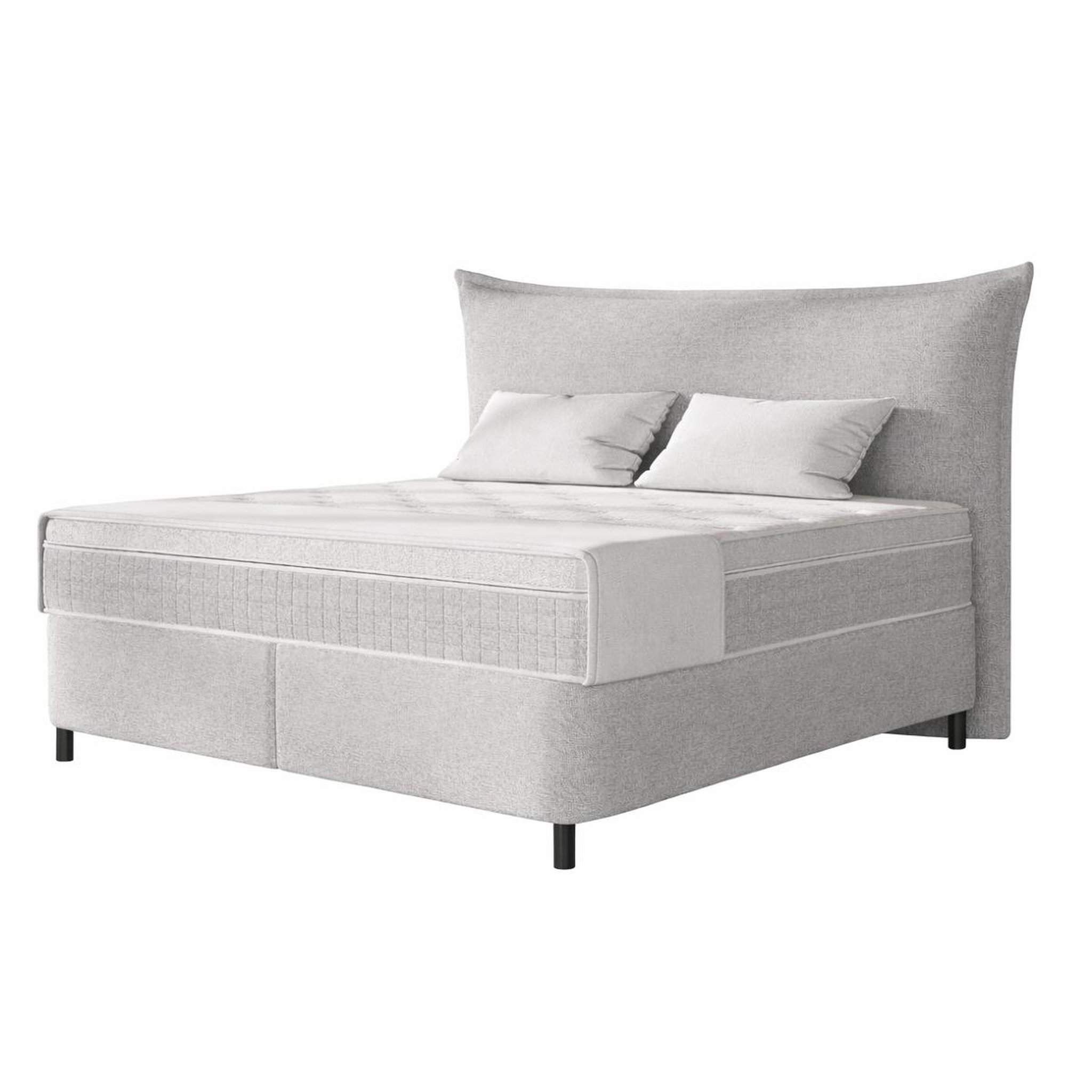 JLC KREATION Lit boxspring coffre complet 140cm + matelas + surmatelas nuage