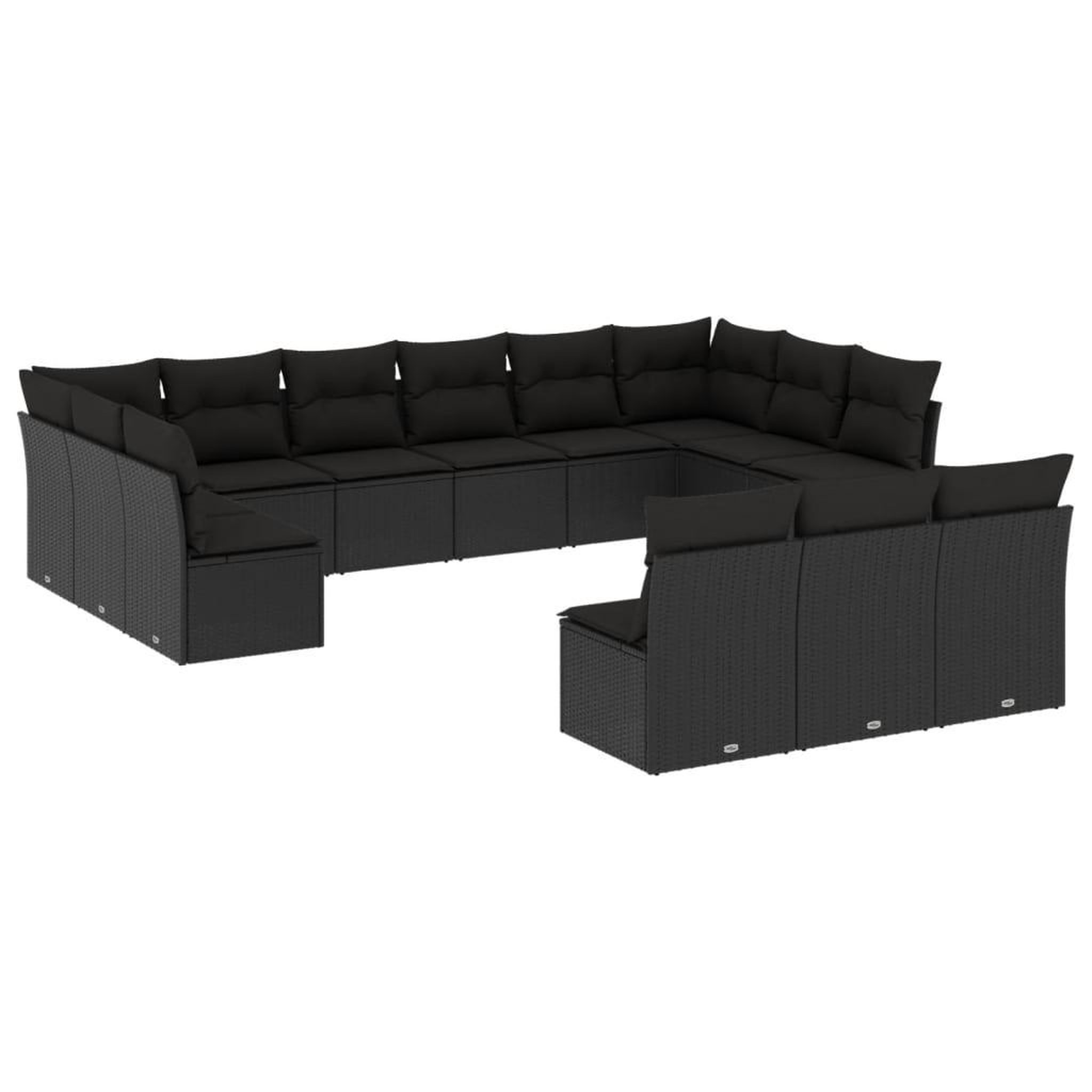 Voir la diapositive 2 : VIDAXL Salon de jardin avec coussins 13 pcs noir resine tressee