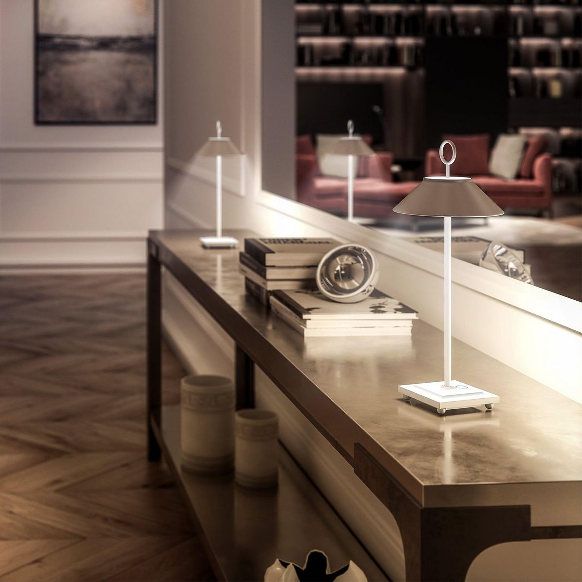 Lumisky Lampe de table sans fil LED MARAIS Blanc Aluminium H28,4cm