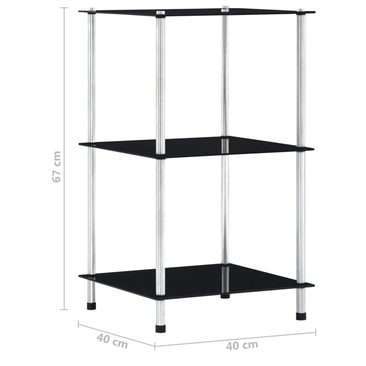VIDAXL Etagere 3 niveaux Noir 40x40x67 cm Verre trempe