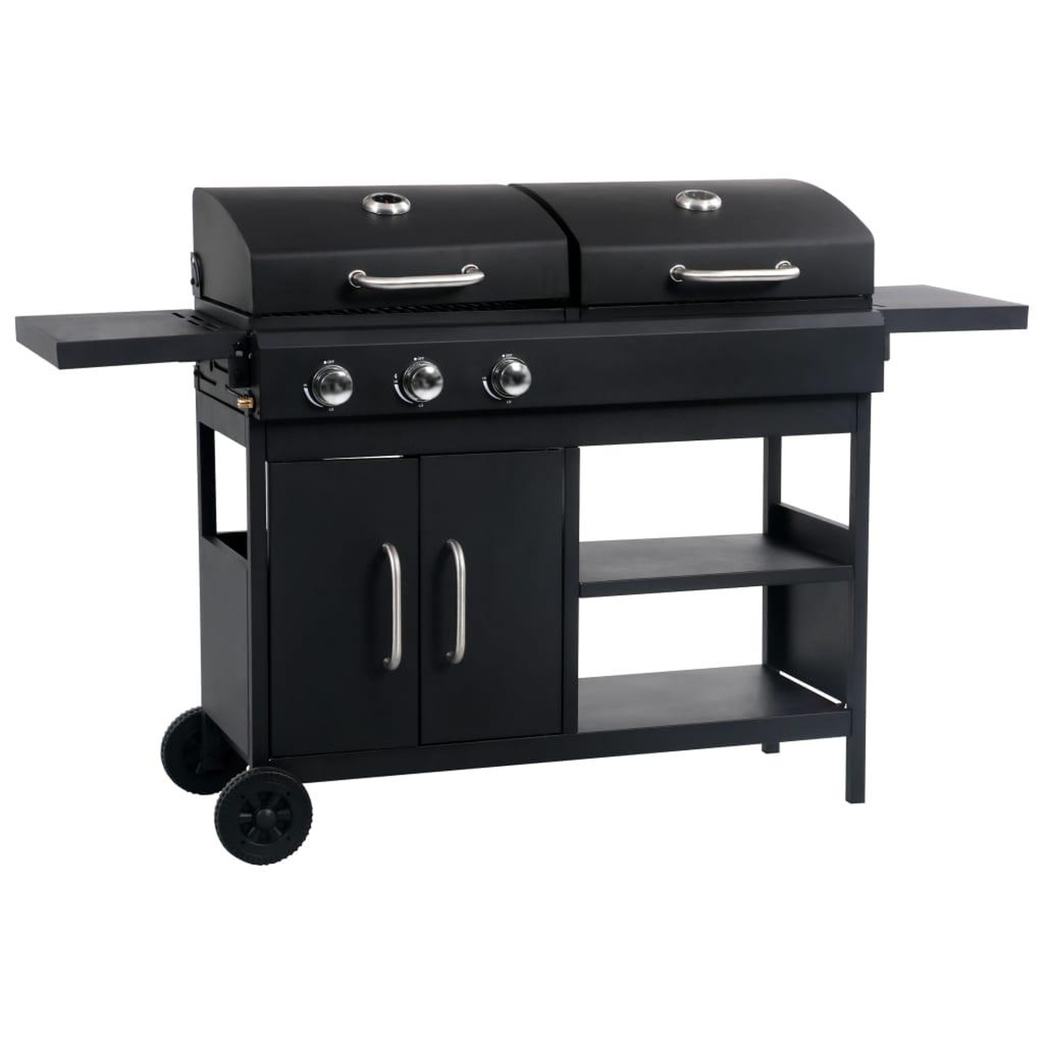 VIDAXL Barbecue gril combo a gaz et au charbon avec 3 bruleurs