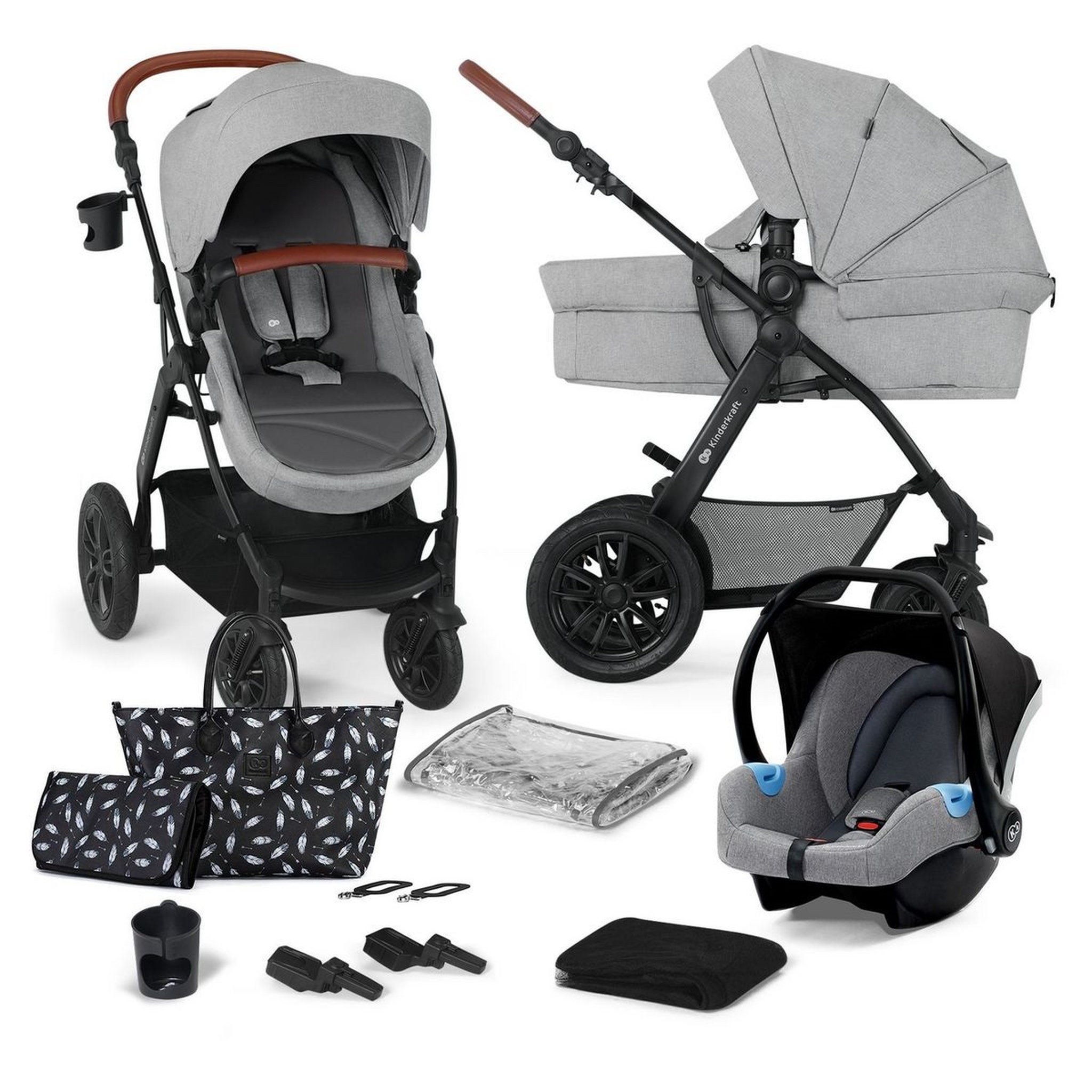 Voir la diapositive 1 : KINDERKRAFT Poussette multifonctions XMOOV 3en1  GRIS CLAIR