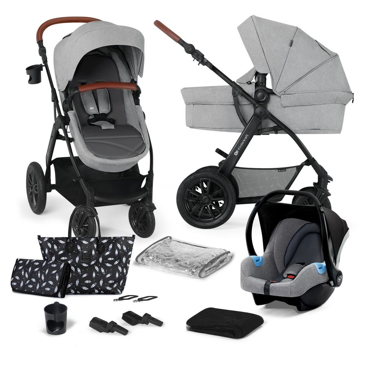 KINDERKRAFT Poussette multifonctions XMOOV 3en1  GRIS CLAIR