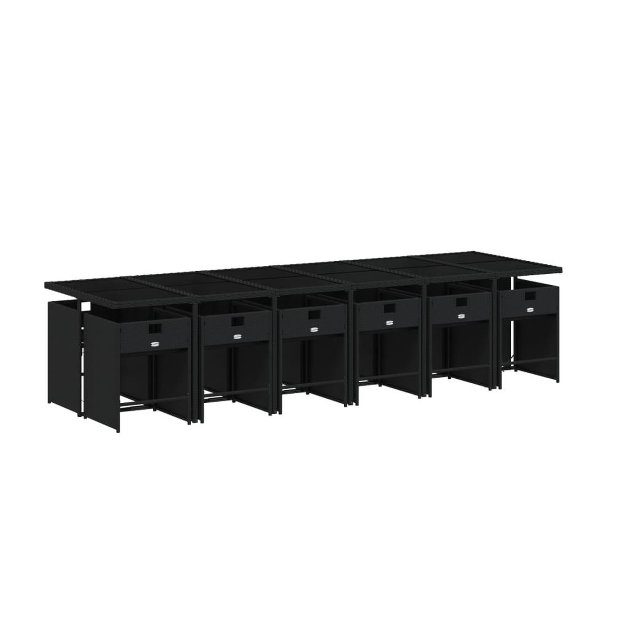 Voir la diapositive 3 : VIDAXL Ensemble a manger de jardin 13 pcs coussins noir resine tressee
