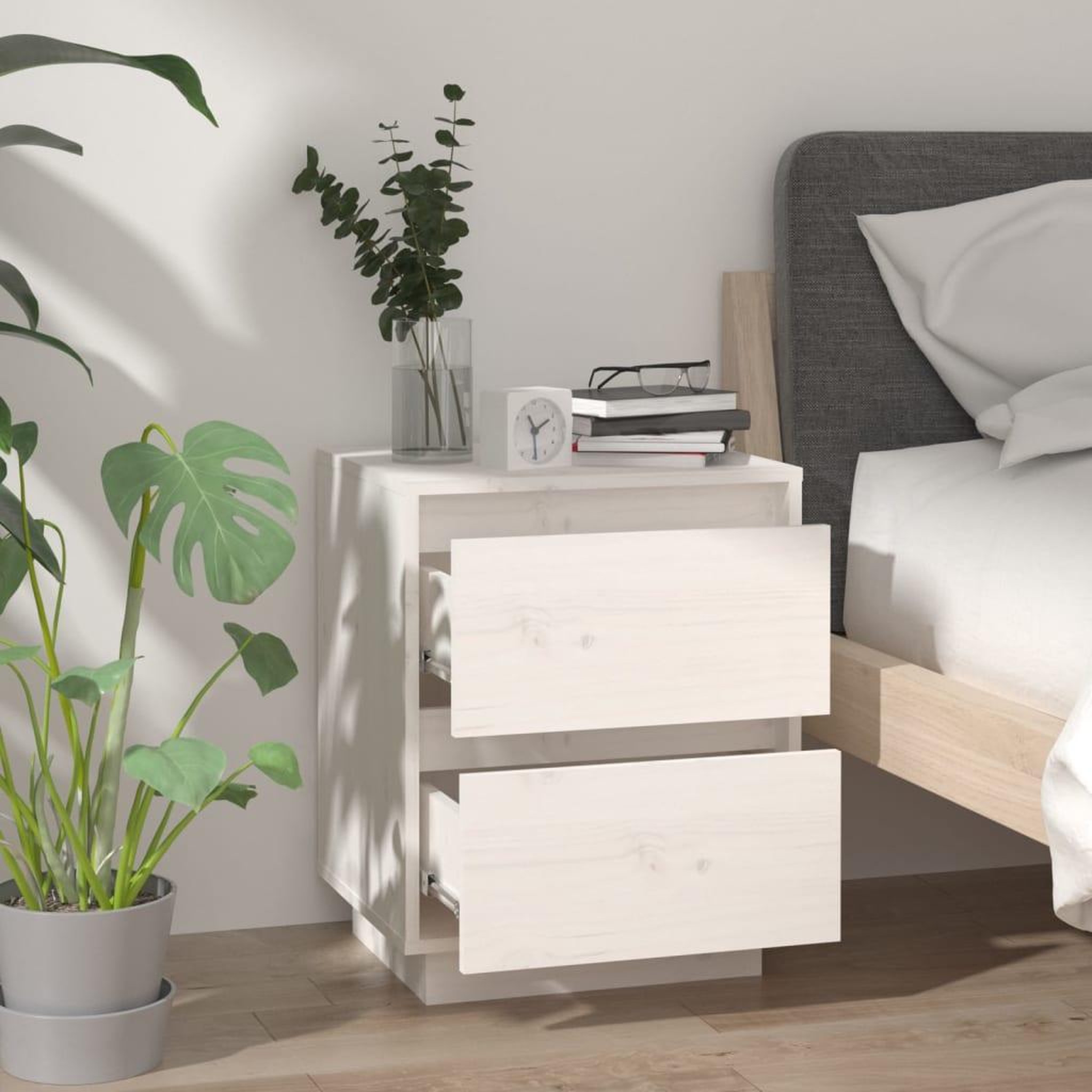 Voir la diapositive 4 : VIDAXL Tables de chevet 2 pcs Blanc 40x35x50 cm Bois de pin solide