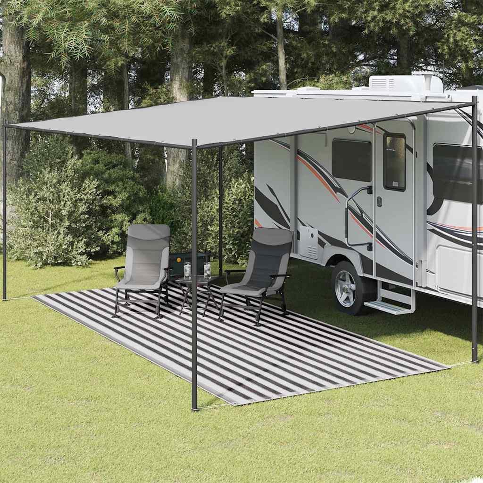 Voir la diapositive 2 : VIDAXL Tapis de tente 250x550 cm Anthracite et blanc