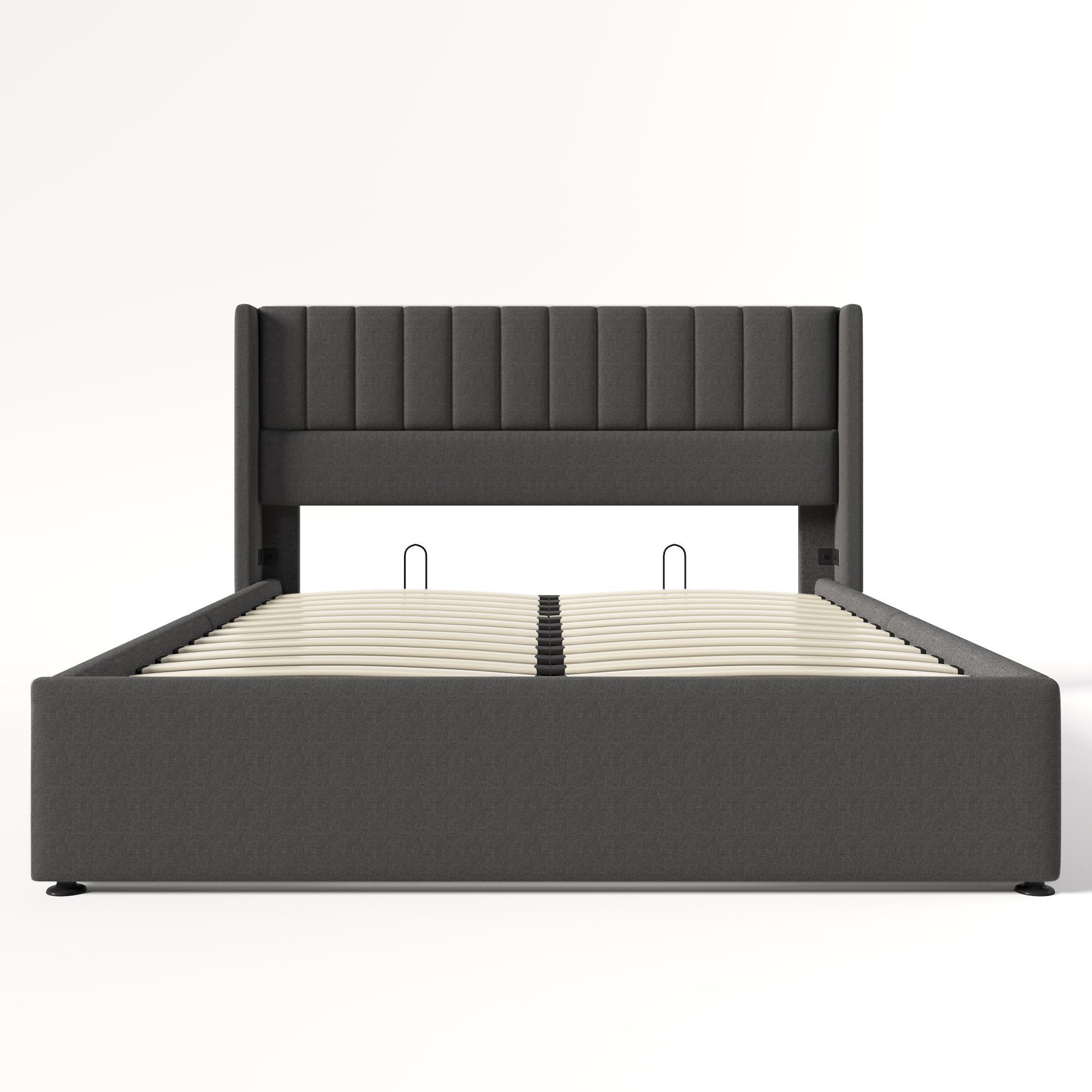 Voir la diapositive 5 : MERAX Lit coffre avec sommier Lin
