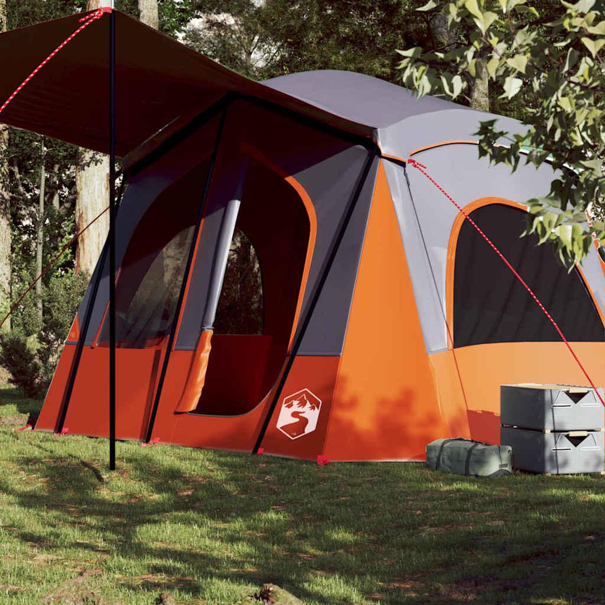 VIDAXL Tente de camping de cabine 5 personnes gris orange impermeable