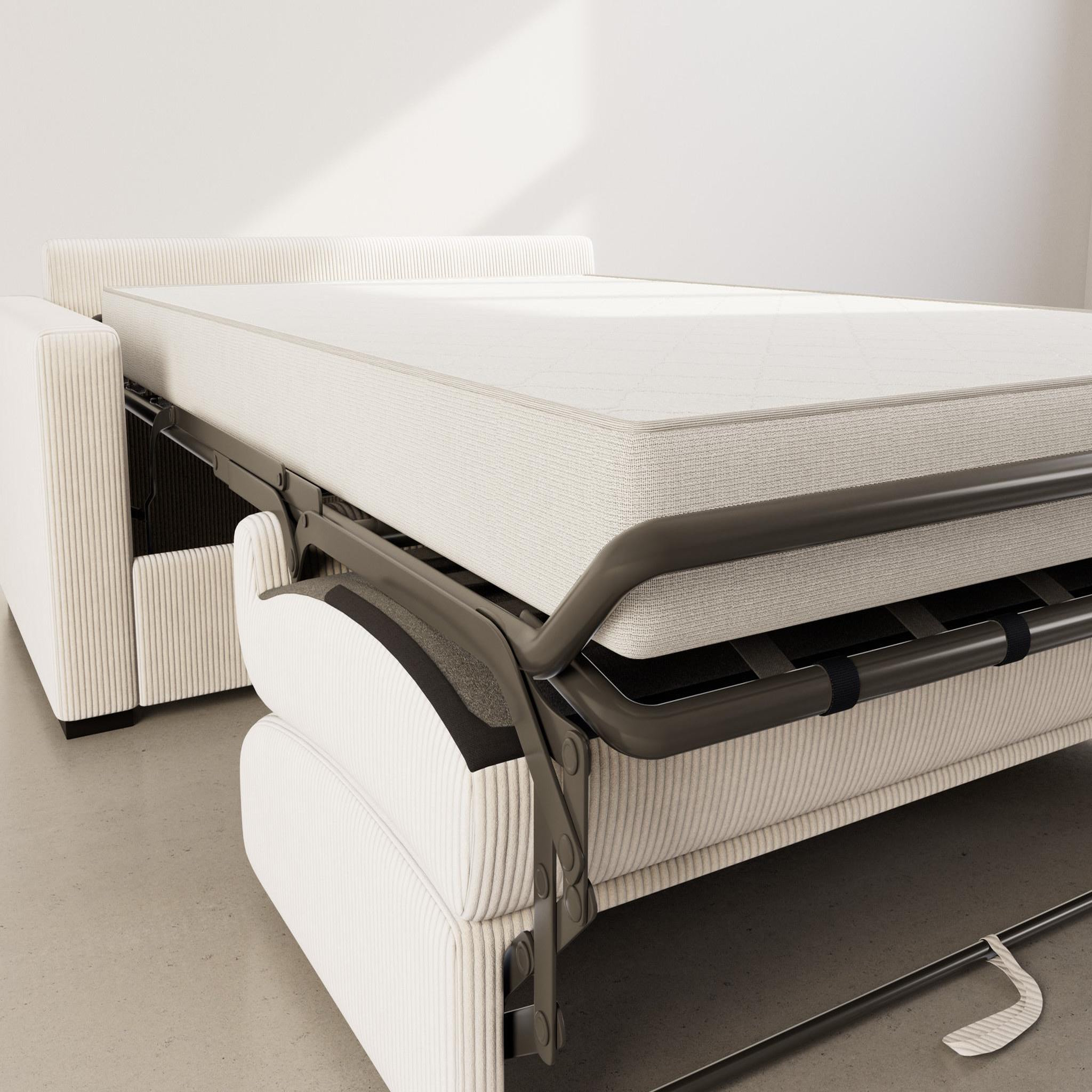 Voir la diapositive 3 : BEST MOBILIER Tristan - canapé lit 3 places convertible express couchage quotidien 140 cm matelas 14 cm en velours côtelé