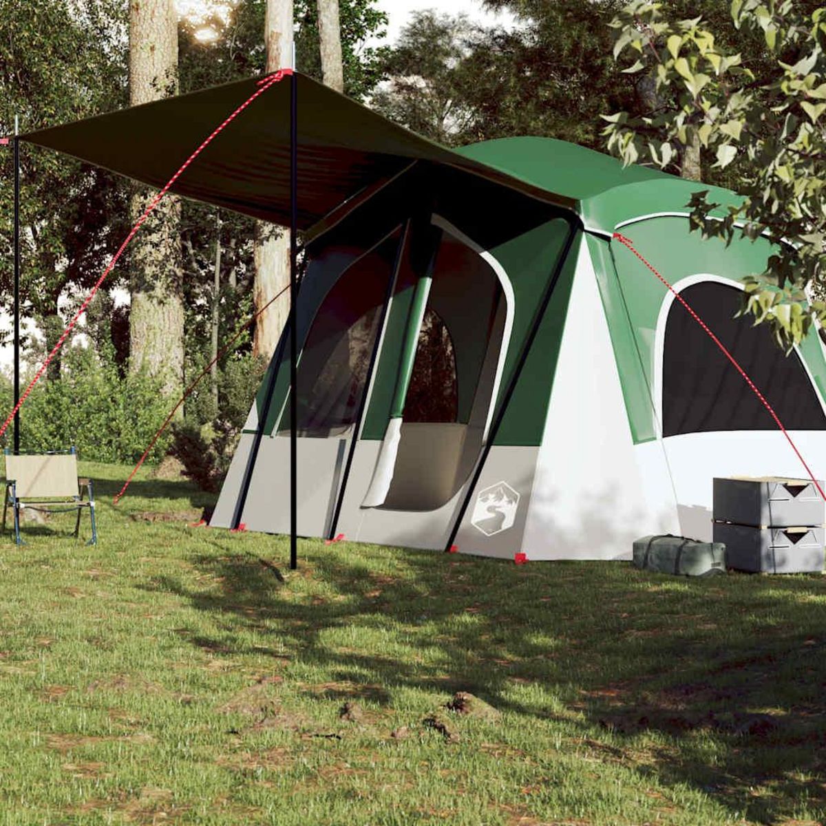 VIDAXL Tente de camping de cabine 5 personnes vert impermeable