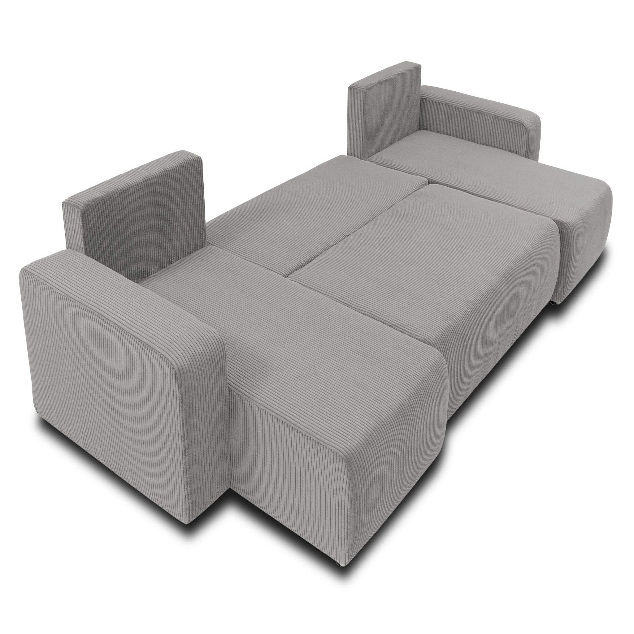 Voir la diapositive 3 : BEST MOBILIER Artemisa - canapé panoramique en u - 7 places - convertible avec coffre - en velours côtelé