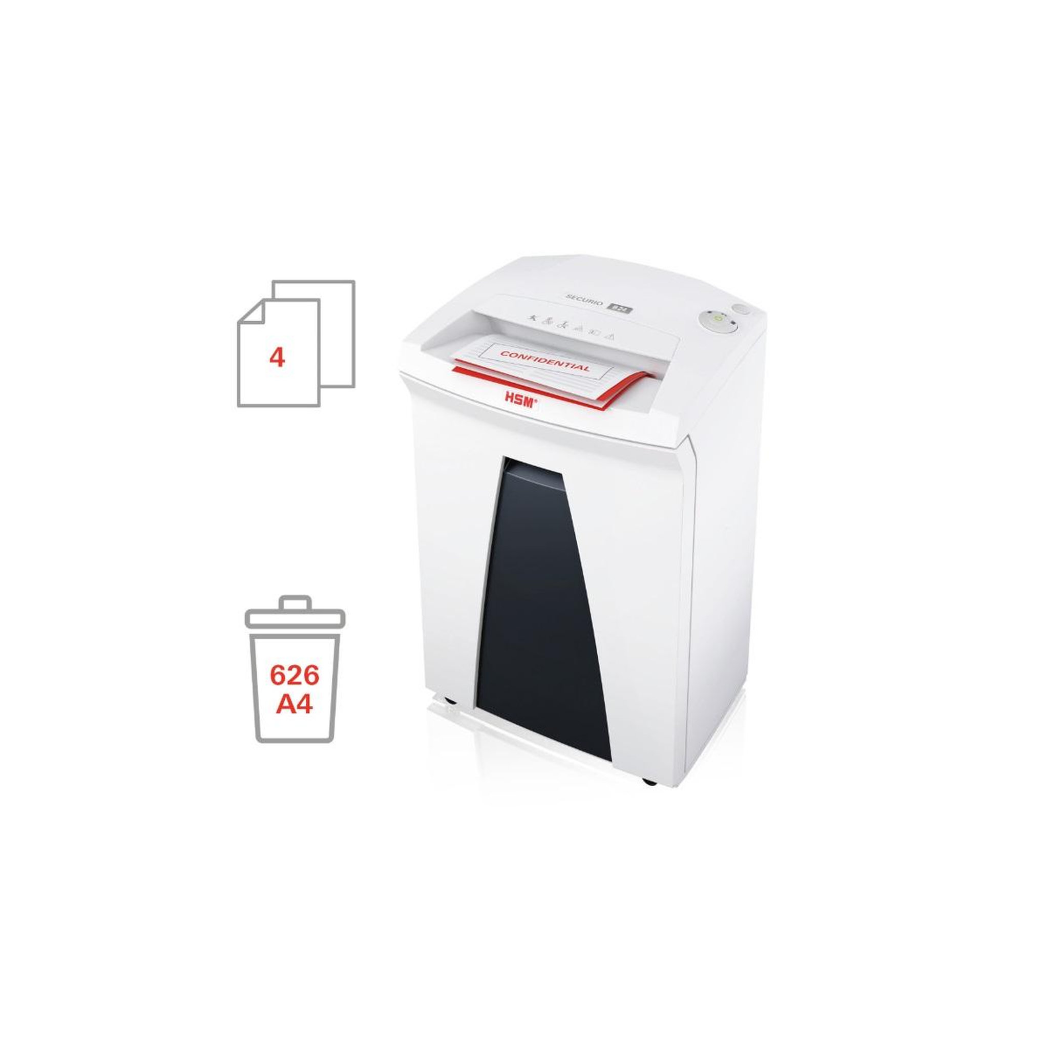 Voir la diapositive 3 : Hsm Destructeur de documents 4 feuilles coupe particules 1x5mm - 1784111