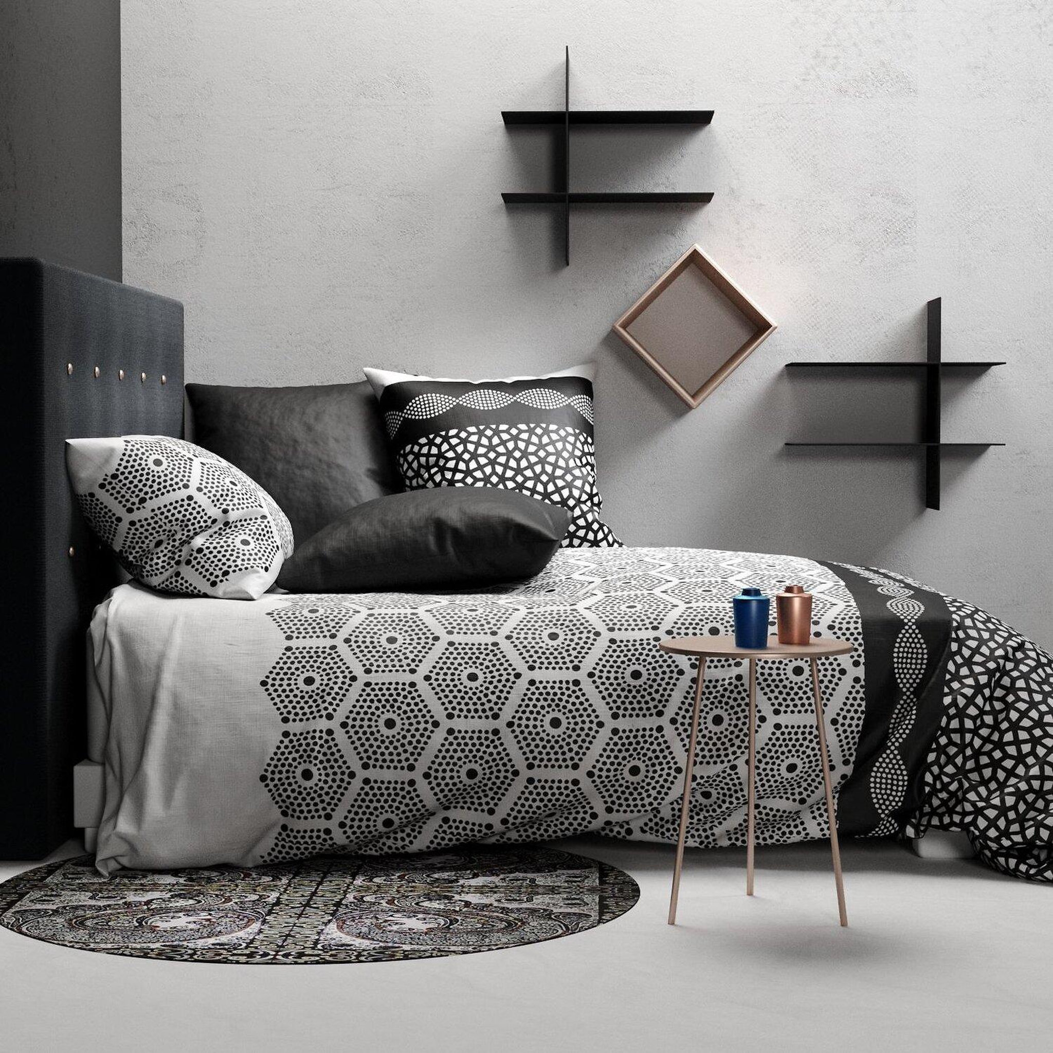 Voir la diapositive 1 : ATELIER DU COTON Parure housse de couette 100%coton 57fils pavage