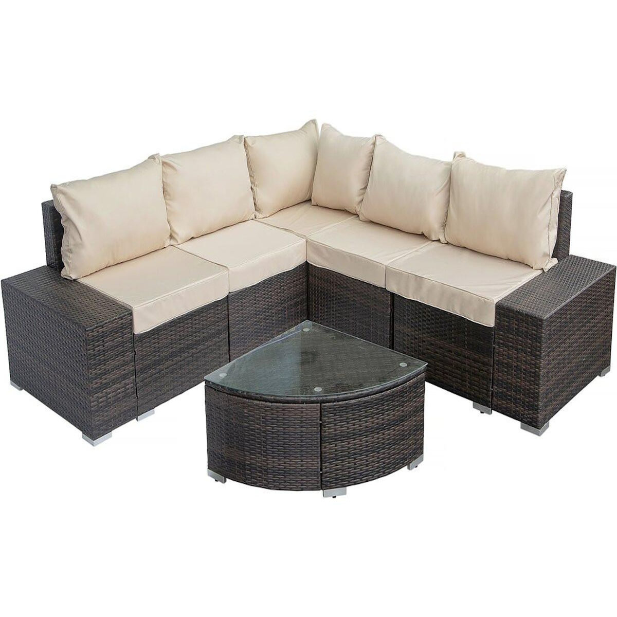 Habitat et Jardin Salon de jardin en résine tressée  Zelda  - 5 places - Marron