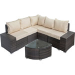 Habitat et Jardin Salon de jardin en résine tressée  Zelda  - 5 places - Marron