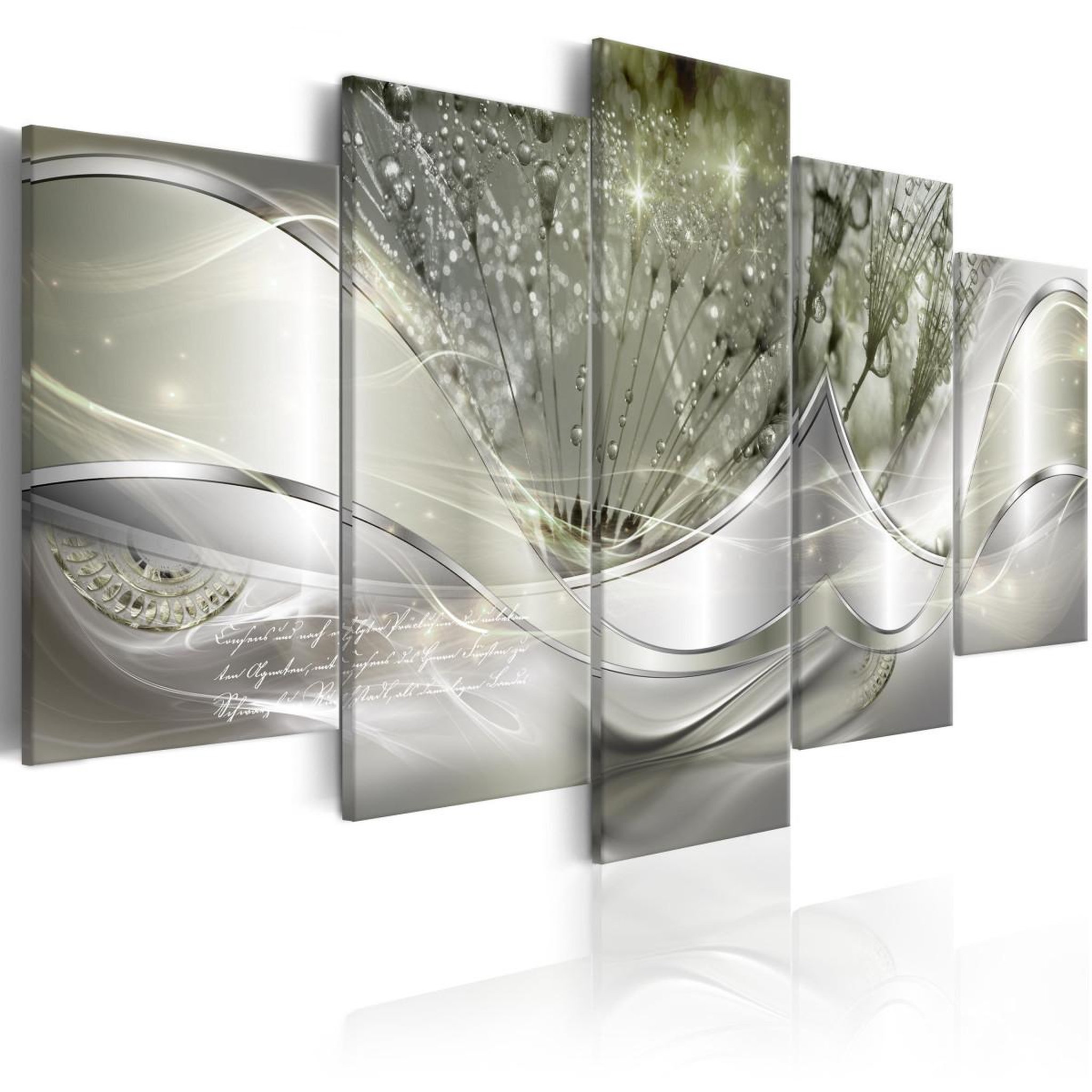 Voir la diapositive 1 : Paris Prix Tableau 5 Panneaux  Sparkling Dandelions Green Wide