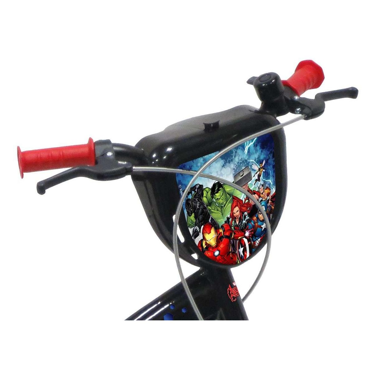Marvel Vélo enfant - Modèle 16'' Avengers/Marvel pour enfant de 105 à 120 cm avec stabilisateurs - Plaque décorative avant - Bidon arrière - 2 freins & Pneus gonflables.