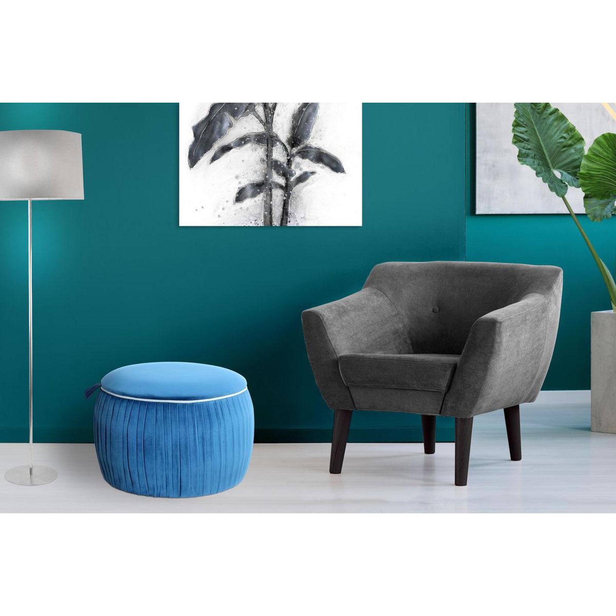 Voir la diapositive 3 : Paris Prix Pouf & Coffre de Rangement  Adorée  63cm Bleu