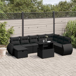 VIDAXL Salon de jardin 9 pcs avec coussins noir resine tressee