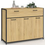 Voir la diapositive 1 : ID MARKET Buffet 100 cm DETROIT 3 portes et 1 tiroir design industriel