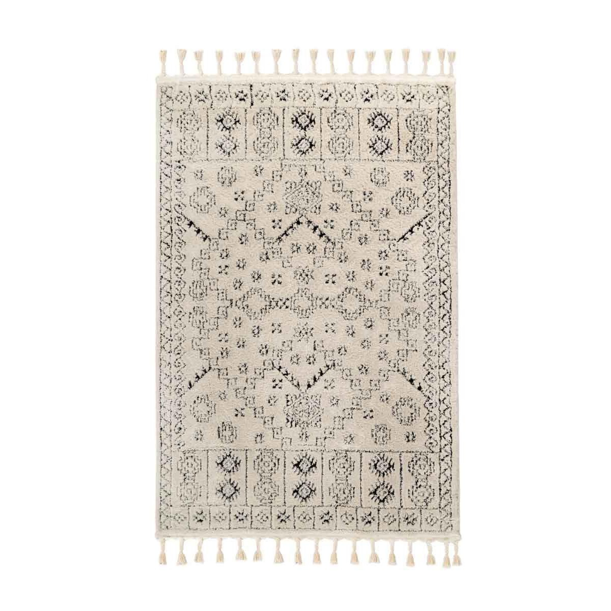 Voir la diapositive 1 : Paris Prix Tapis Tissé Ethnique avec Franges  Lovis  Blanc