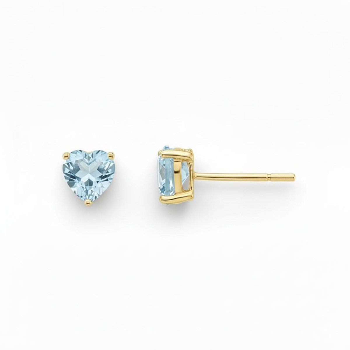 L'ATELIER D'AZUR Boucles d'Oreilles Or Jaune et Topaze Bleue Coeur - Femme