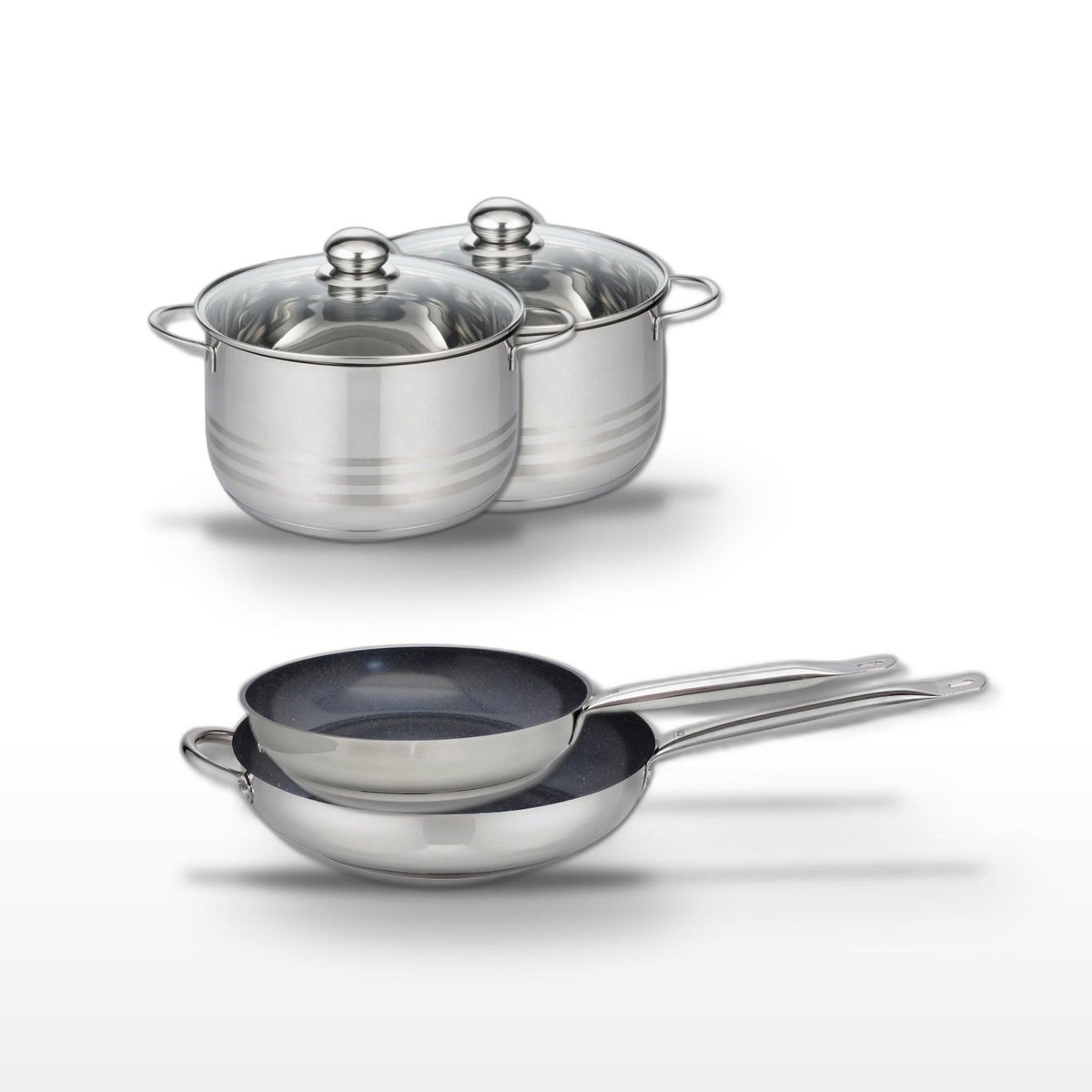 ELO Lot Poêles 28/32 cm et Faitouts 20/24 cm Elo Profi Therm Platinum