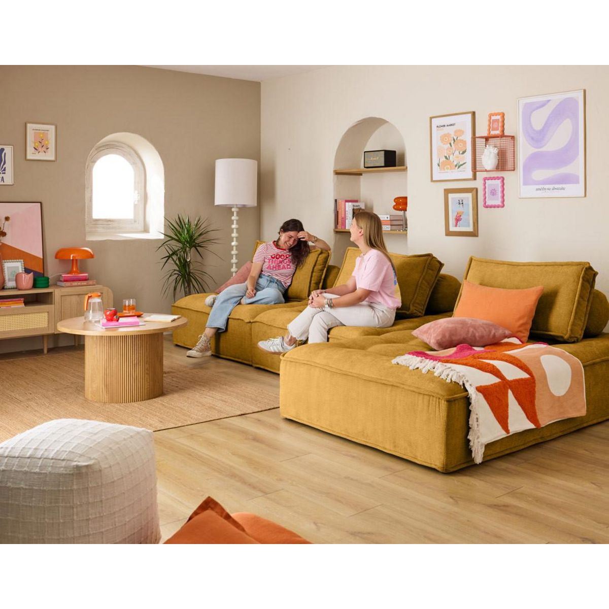 LISA DESIGN Marisol - canapé d'angle modulable 4 places - velours texturé