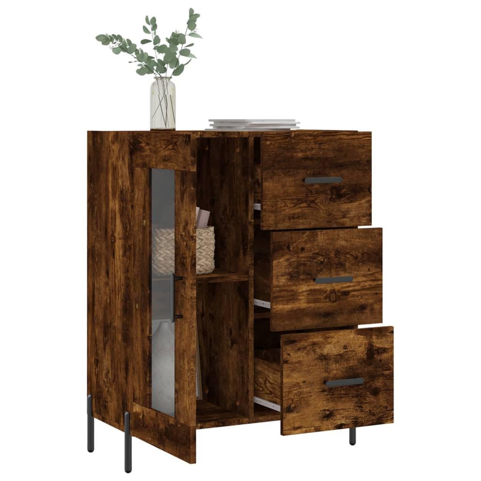 Voir la diapositive 4 : VIDAXL Buffet chene fume 69,5x34x90 cm bois d'ingenierie