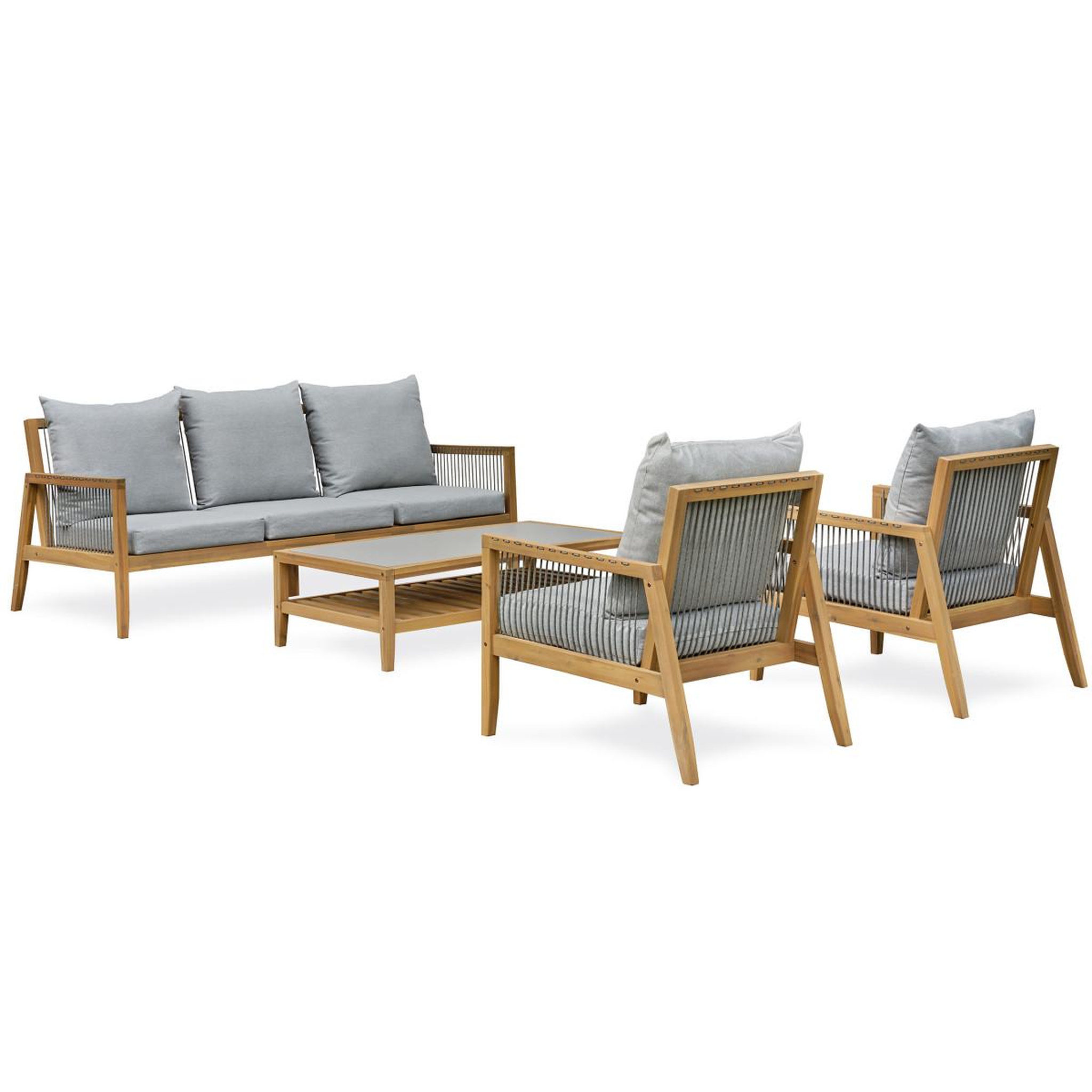 Voir la diapositive 2 : Paris Prix Salon de jardin 5 places en bois  funa  203cm naturel